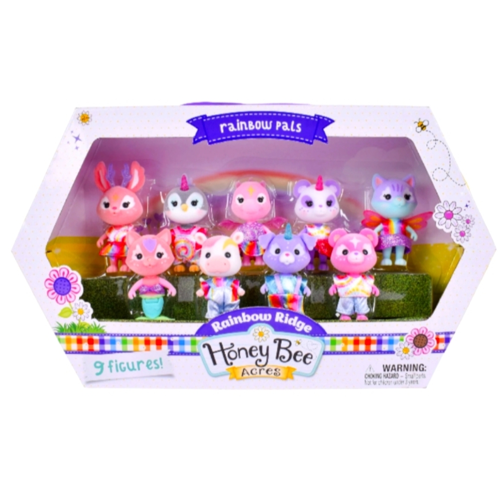 🆕Honey Bee Acres Rainbow Ridge Rainbow Pals, 9 Miniature Doll Figures